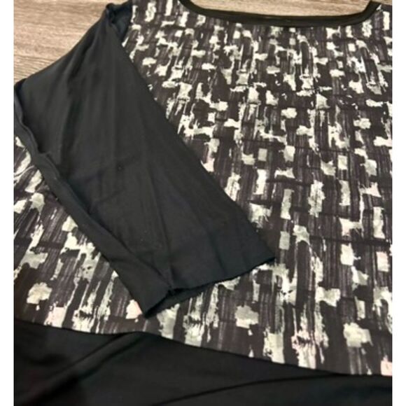 Zara Printed Overlay Top | Women’s Size Medium | Black & White Abstract Design‎ - Picture 6 of 7